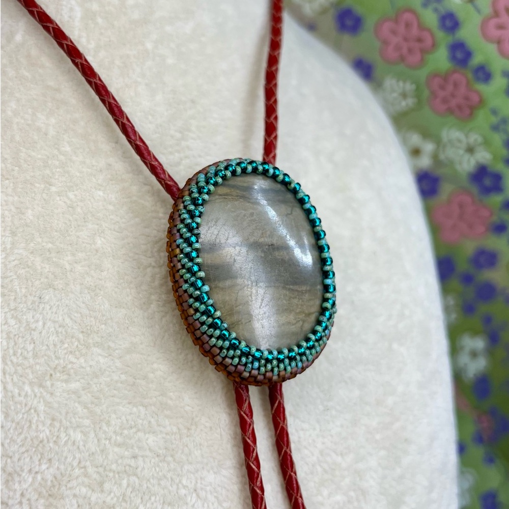 Elegant Red and Turquoise Handmade Bolo Tie
